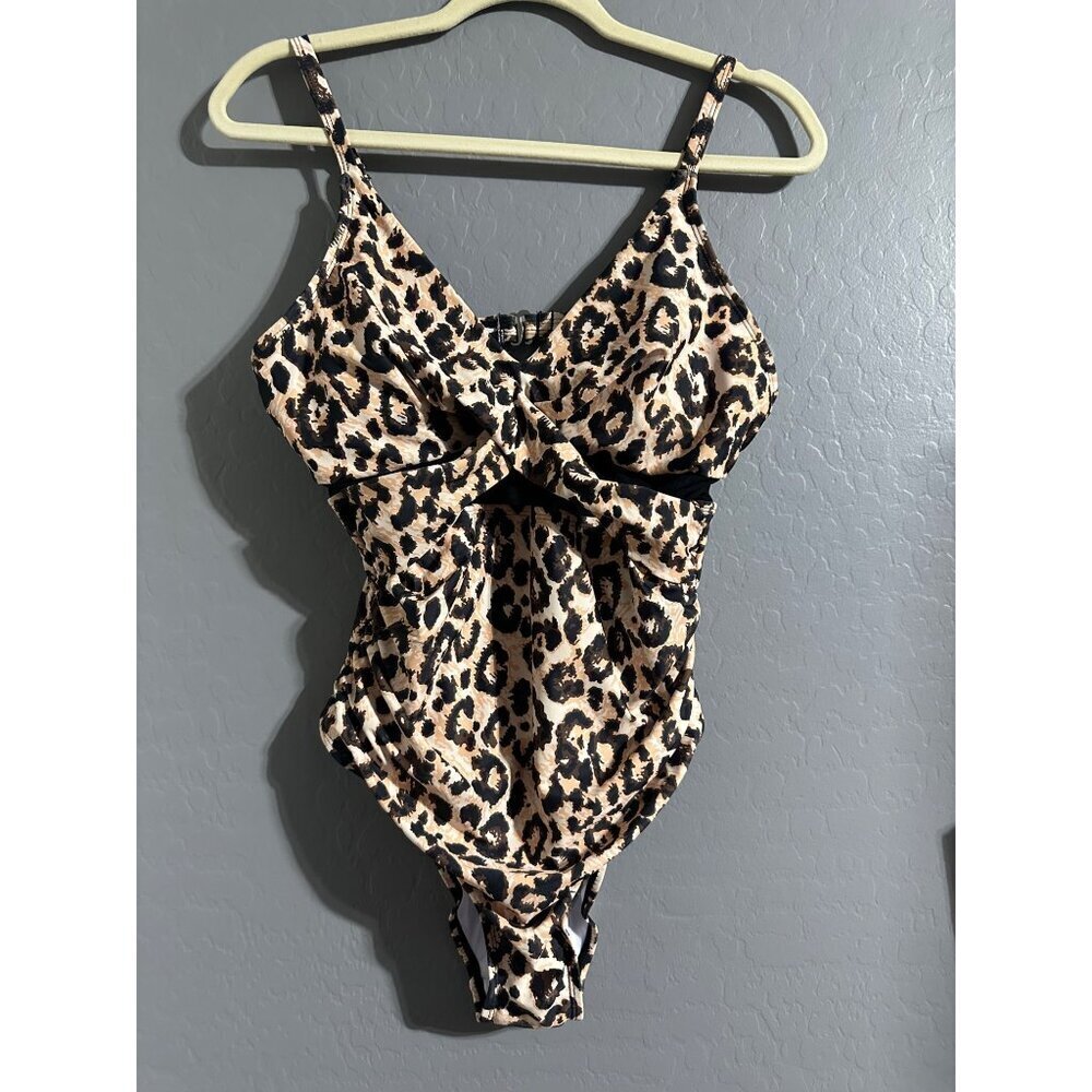 Tempt Me Women's One Piece Leopard Print Swimsuit Size L NWT